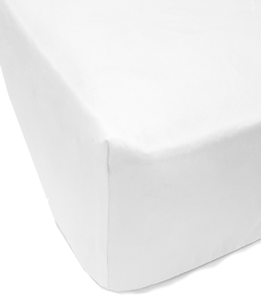 Ühevärviline satiinist kummiga voodilina Soft White, 160x200 cm hind ja info | Voodilinad | kaup24.ee