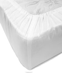 Однотонная сатиновая простынь на резинке Soft White, 200x200 см цена и информация | Сетки для кроватей | kaup24.ee
