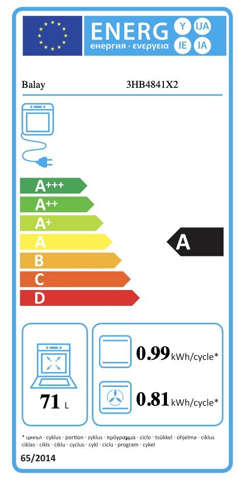 Pürolüütiline ahi Balay 3HB4841X2 71 L цена и информация | Ahjud | kaup24.ee