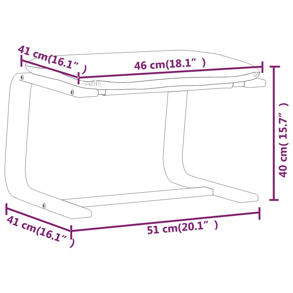 vidaXL jalapink, must, 51 x 41 x 40 cm, kangas hind ja info | Kott-toolid, tumbad, järid | kaup24.ee