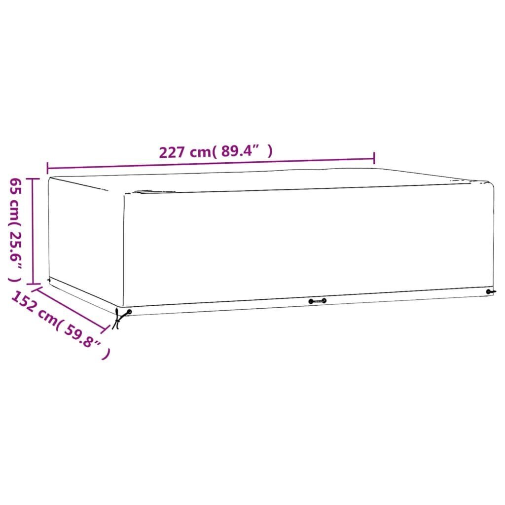 vidaXL aiamööbli kate, 12 aasaga, 227 x 152 x 65 cm, ristkülik hind ja info | Toolipadjad ja -katted | kaup24.ee