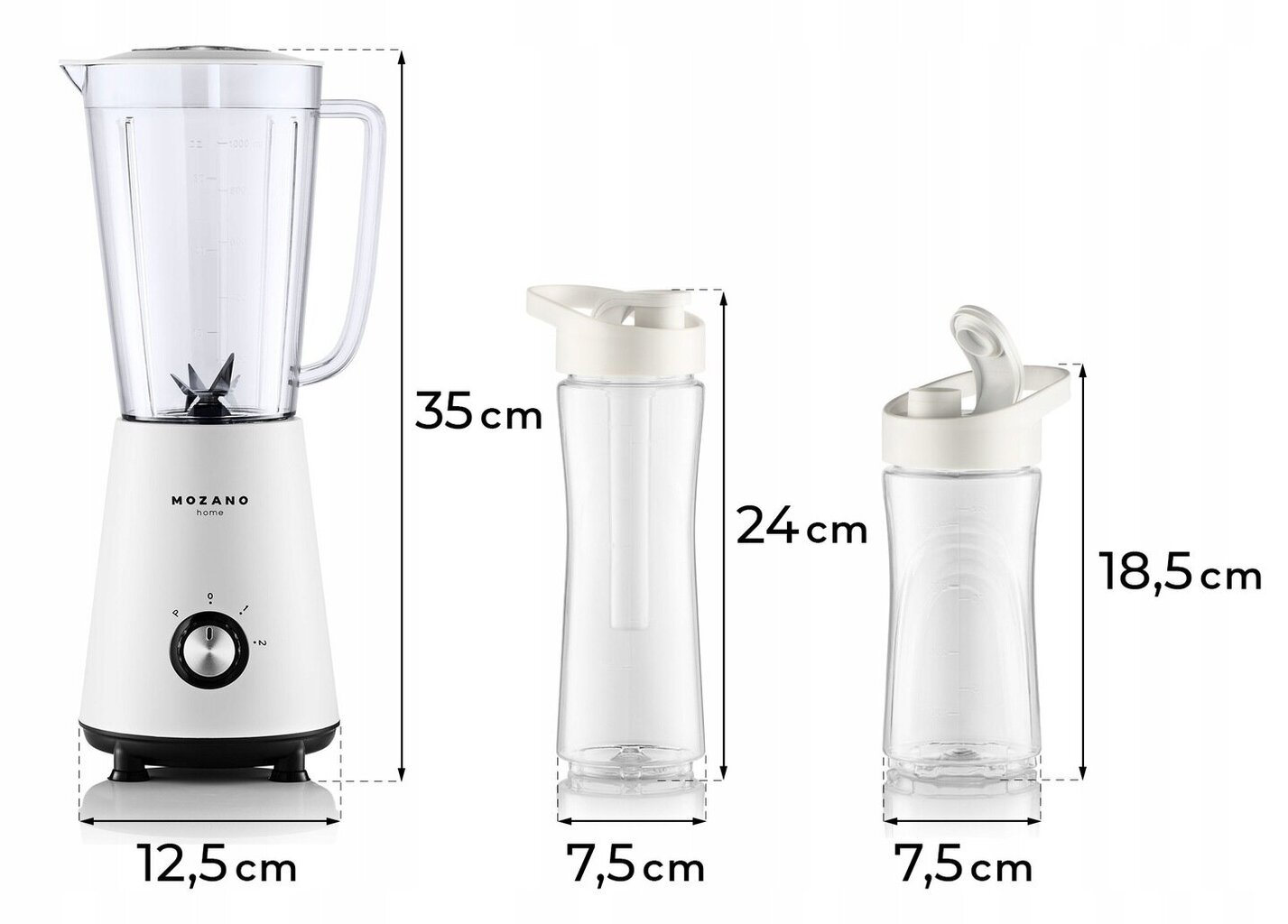 Mozano Nutri Sport 3in1 450 valge blender цена и информация | Saumikserid, hakkijad | kaup24.ee