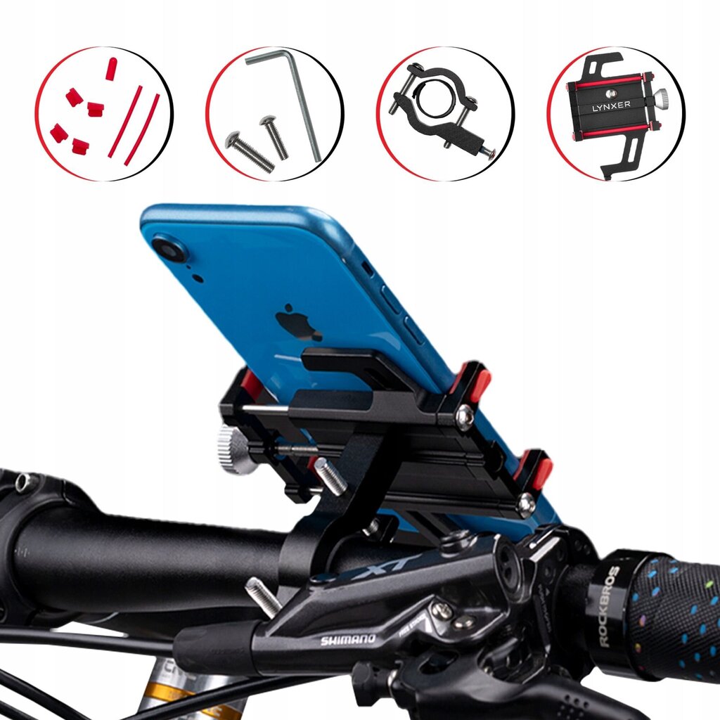 Universaalne jalgrattatelefoni hoidja Lynxer, must цена и информация | Muud jalgratta tarvikud | kaup24.ee