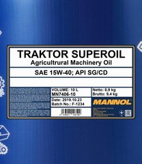 Масло моторное Mannol 7406 Traktor Superoil 15W-40, 10 л цена и информация | Моторные масла | kaup24.ee