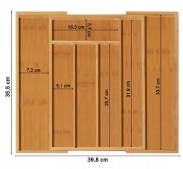 Söögiriistade organiseerija, 39,8 x 35,5 x 5 cm цена и информация | Столовые приборы | kaup24.ee