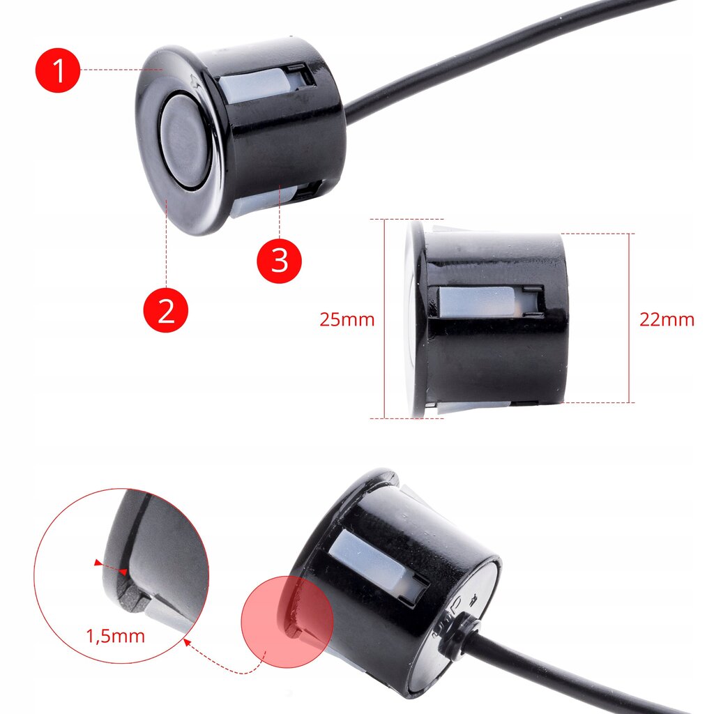 Parkimissüsteem 4 anduriga 22mm koos Monitor koos kaameraga EinParts, sügavsinine hind ja info | Parkimisabi süsteemid | kaup24.ee