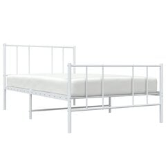 vidaXL metallist voodiraam peatsi ja jalutsiga, valge, 80 x 200 cm цена и информация | Кровати | kaup24.ee