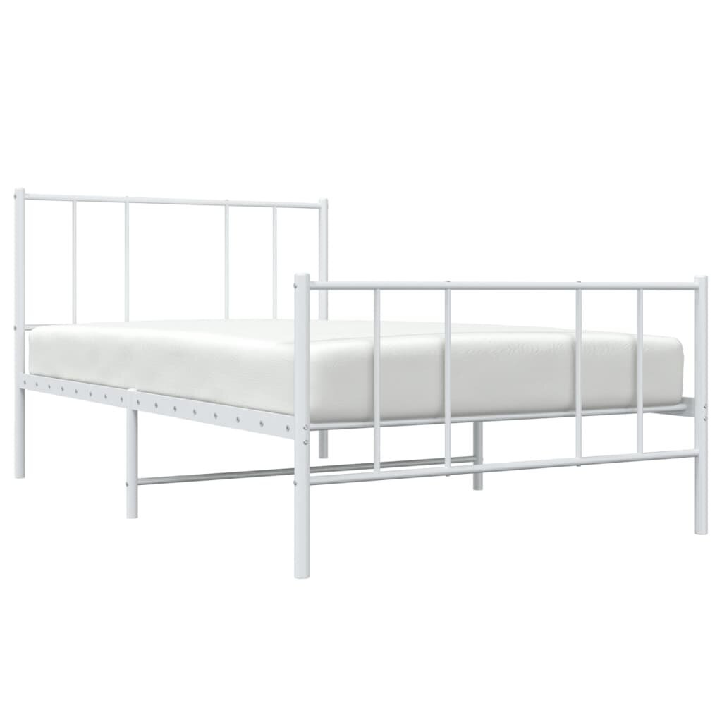 vidaXL metallist voodiraam peatsi ja jalutsiga, valge, 80 x 200 cm hind ja info | Voodid | kaup24.ee