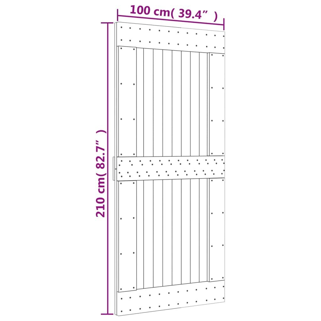 vidaXL uks, 100x210 cm, männipuit hind ja info | Siseuksed | kaup24.ee