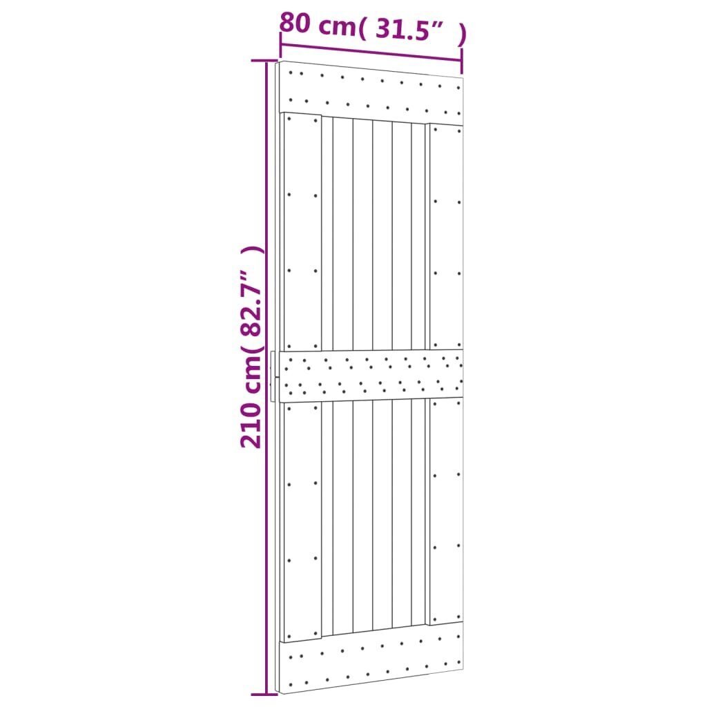 vidaXL uks, 80x210 cm, männipuit цена и информация | Siseuksed | kaup24.ee