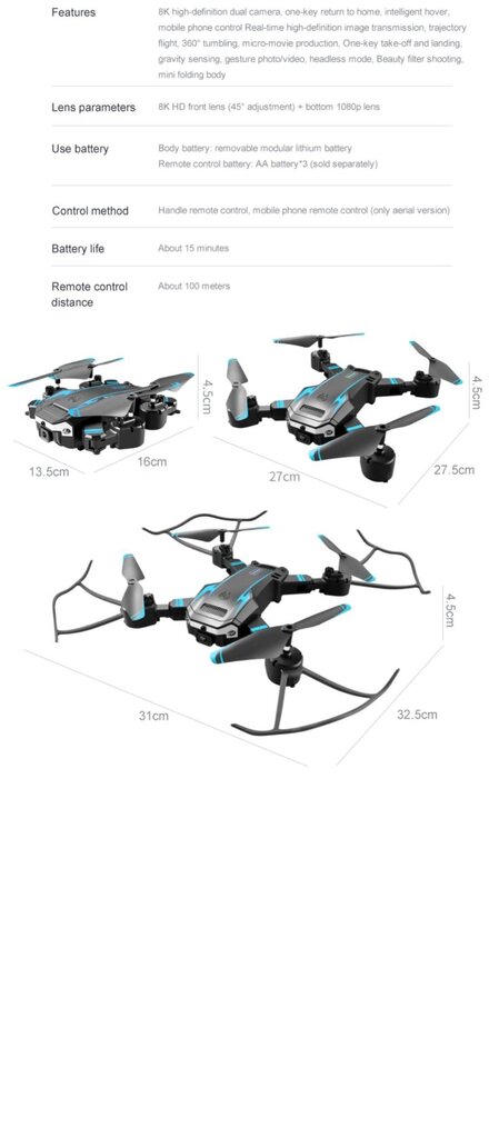 Droon, Lenovo G6Pro UAV 5G GPS, 2 kaamerat, 3 akut цена и информация | Droonid | kaup24.ee