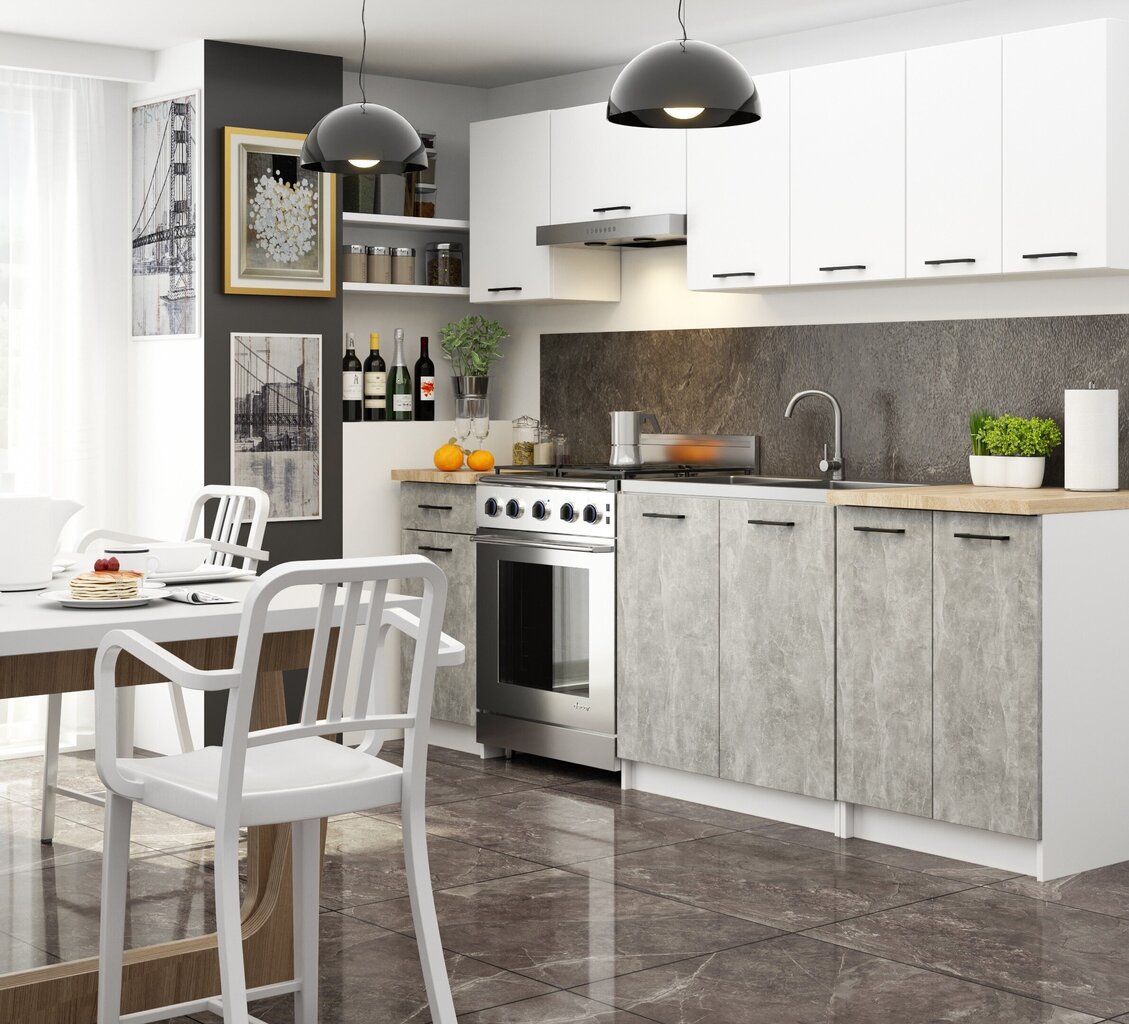 Köögikapp Oliwia, 60x40x85,2 cm, valge/hall hind ja info | Köögikapid | kaup24.ee