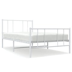 vidaXL metallist voodiraam peatsi ja jalutsiga, valge, 100x200 cm hind ja info | Voodid | kaup24.ee