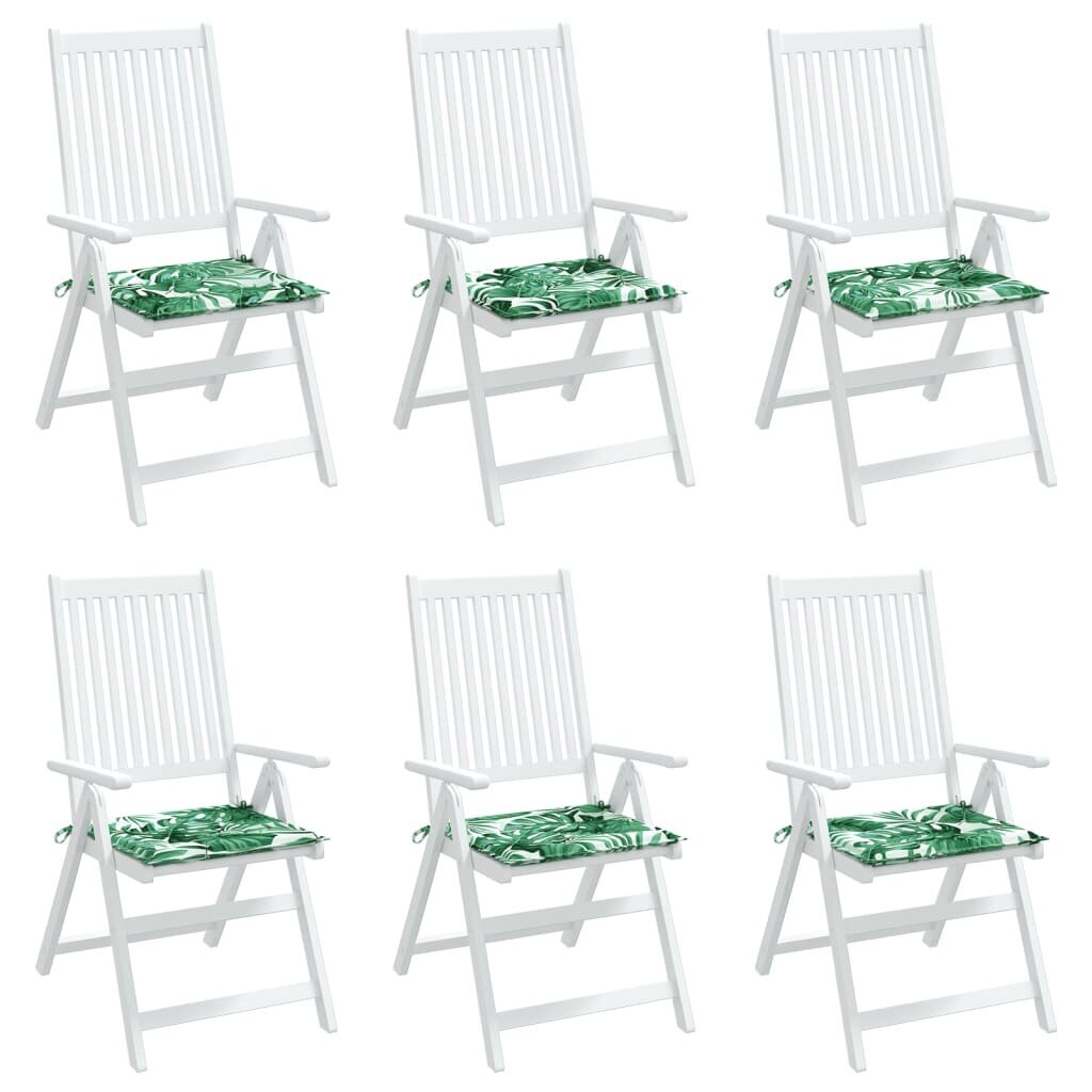 vidaXL tooli istmepadjad 6 tk, lehemuster, 40 x 40 x 3 cm, kangas hind ja info | Toolipadjad ja -katted | kaup24.ee