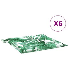 vidaXL tooli istmepadjad 6 tk, lehemuster, 40 x 40 x 3 cm, kangas цена и информация | Подушки, наволочки, чехлы | kaup24.ee