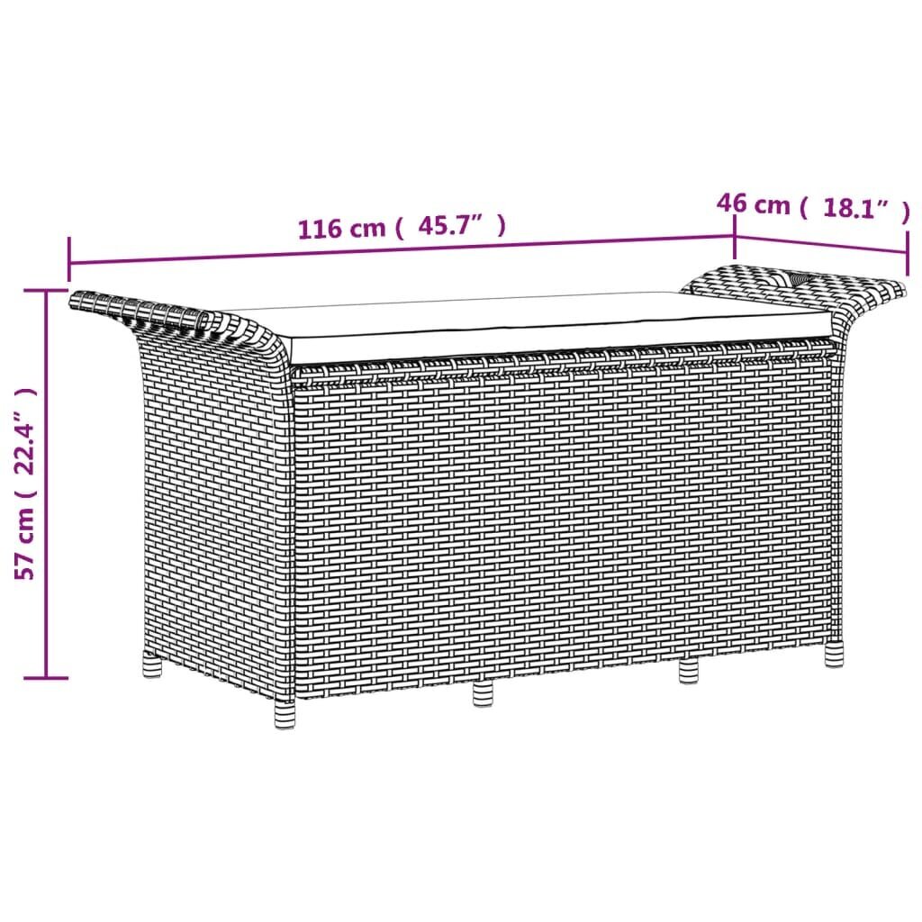 vidaXL aiapink istmepadjaga, hall, 116 x 46 x 57 cm, polürotang цена и информация | Aiapingid | kaup24.ee