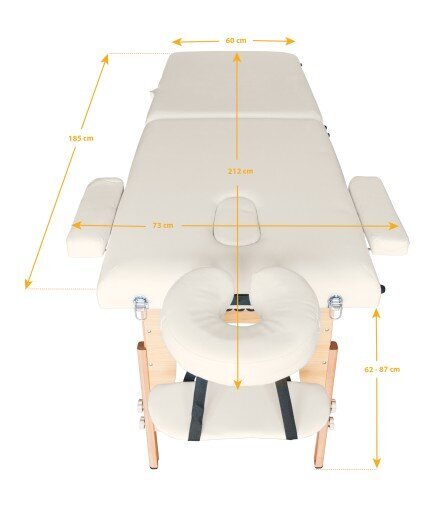 Kokkupandav massaažilaud I-Coucou, 212x73 cm, valge цена и информация | Ilusalongi mööbel | kaup24.ee