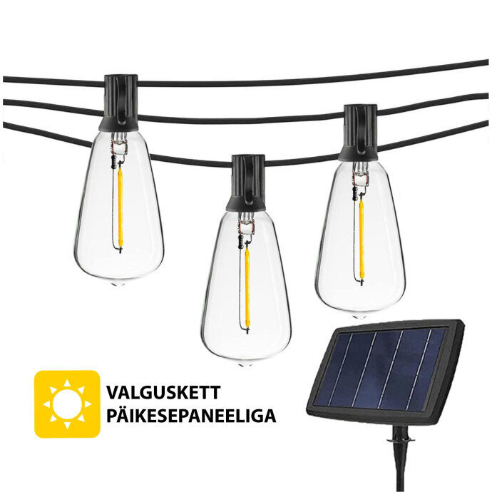 Päikesepaneeliga (LED) retrohõnguline õue valguskett Retro цена и информация | Jõulutuled | kaup24.ee