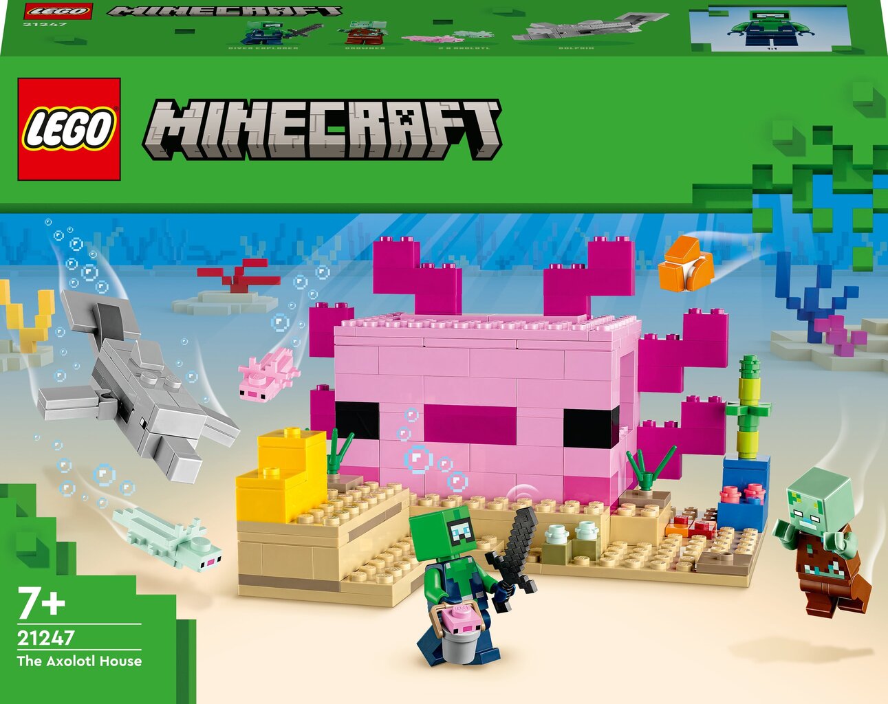 21247 LEGO® Minecrafti Axolotli maja hind ja info | Klotsid ja konstruktorid | kaup24.ee