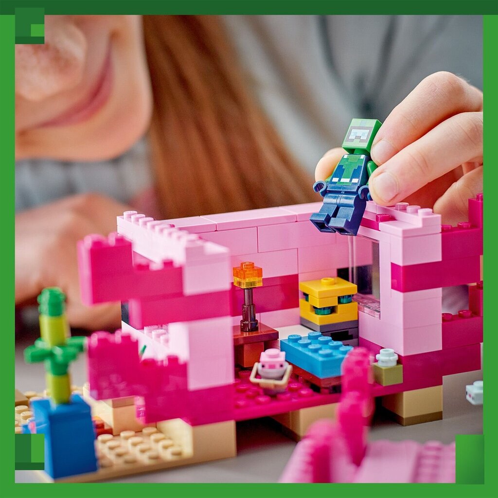 21247 LEGO® Minecrafti Axolotli maja цена и информация | Klotsid ja konstruktorid | kaup24.ee