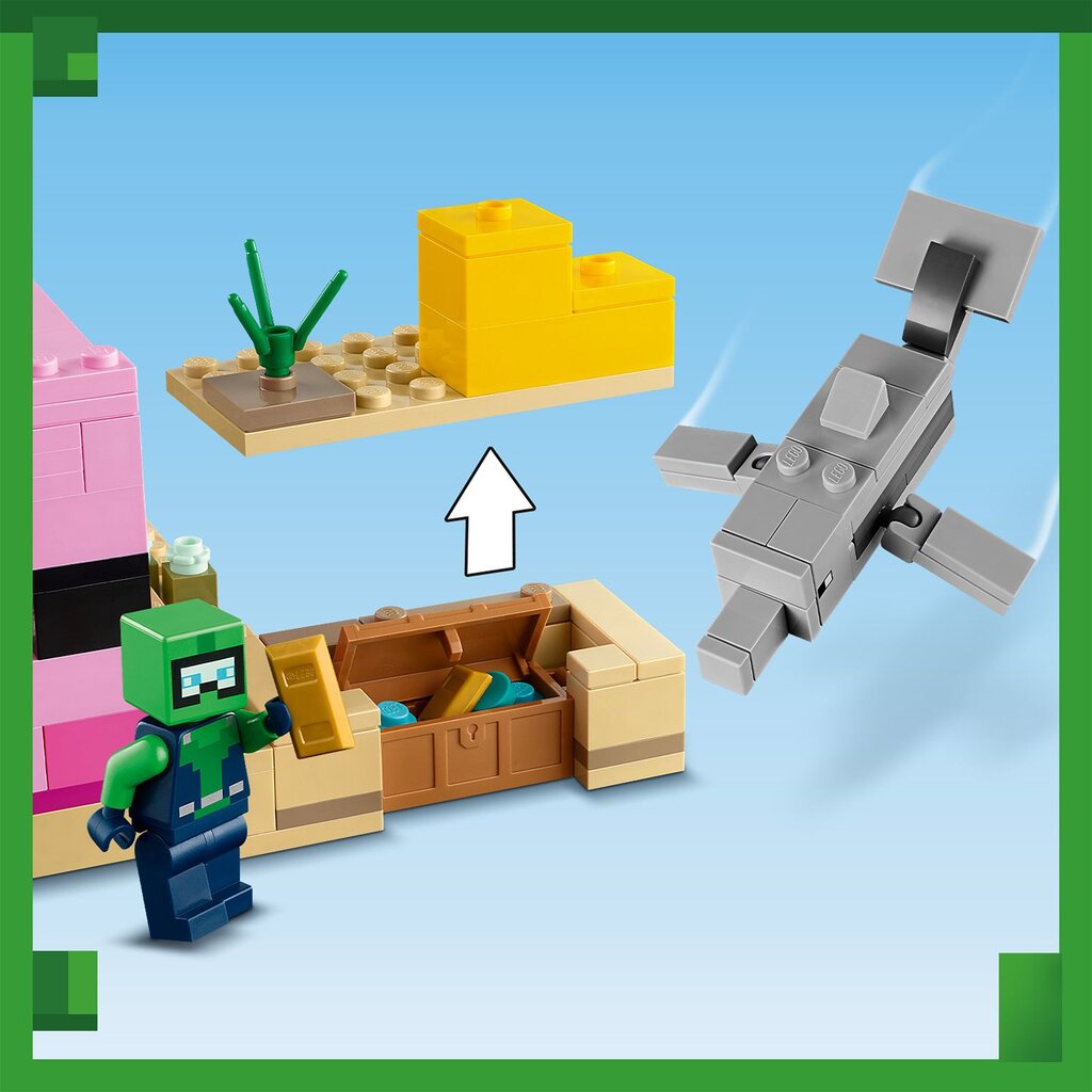 21247 LEGO® Minecrafti Axolotli maja hind ja info | Klotsid ja konstruktorid | kaup24.ee