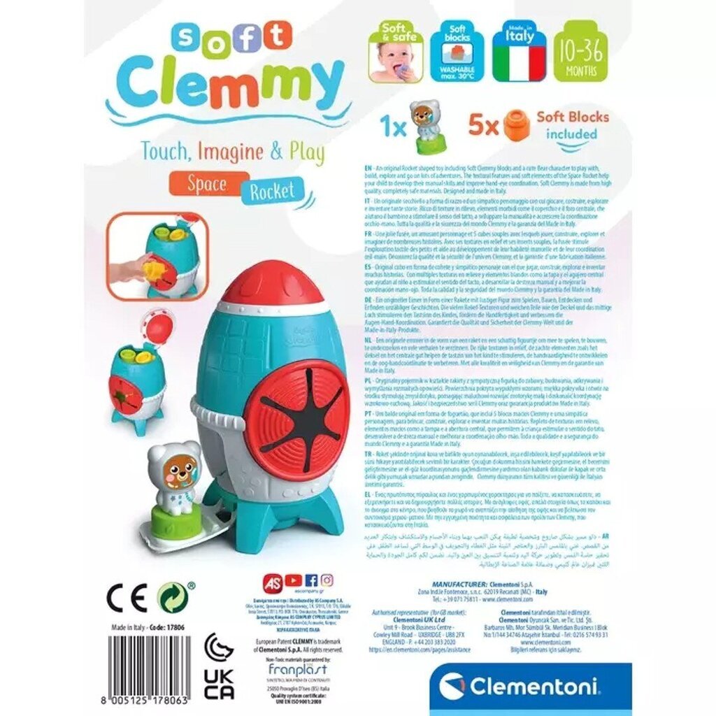 Pehmed klotsid, Clementoni sensory rocket clemmy sorter hind ja info | Klotsid ja konstruktorid | kaup24.ee