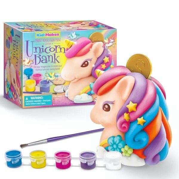 Värvige oma mini Glitter Unicorn Bank, 4M hind ja info | Arendavad mänguasjad | kaup24.ee