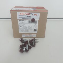 Katusekruvi AR2 4.8x50mm RAL 3005, 100tk/pakk hind ja info | Kinnitusvahendid | kaup24.ee