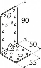 KPS 3 naelusnurk tugev 90x50x55x1,5mm цена и информация | Инструменты крепления | kaup24.ee