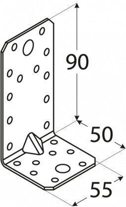 KPS 3 naelusnurk tugev 90x50x55x1,5mm цена и информация | Kinnitusvahendid | kaup24.ee