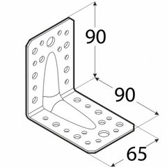 KPS 1 уголок усиленный 90x90x65x1,5мм цена и информация | Инструменты крепления | kaup24.ee