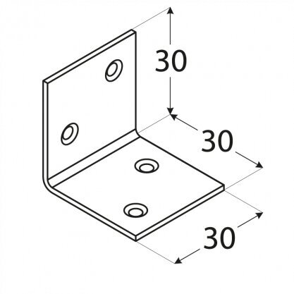 KSO 1 Ehitusnurk (zinc coated) 30x30x30x1,5 mm цена и информация | Kinnitusvahendid | kaup24.ee