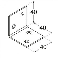 KSO 2 Ehitusnurk (zinc coated) 40x40x40x1,5 mm цена и информация | Инструменты крепления | kaup24.ee