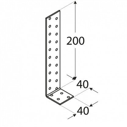 KK1 – Kinnitusnurk 200x40x40x2,0 mm цена и информация | Kinnitusvahendid | kaup24.ee