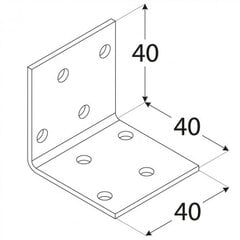 KM1 уголок монтажный – 40x40x40x2,0 mm цена и информация | Инструменты крепления | kaup24.ee