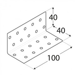 KM14 naelutusnurk – 40x40x100x2,0 mm hind ja info | Kinnitusvahendid | kaup24.ee