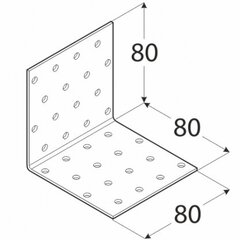 KM9 naelutusnurk – 80x80x80x2,0 mm hind ja info | Kinnitusvahendid | kaup24.ee