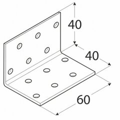 KM2 уголок монтажный – 40x40x60x2,0 mm цена и информация | Инструменты крепления | kaup24.ee