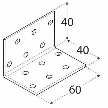 KM2 naelutusnurk – 40x40x60x2,0 mm цена и информация | Kinnitusvahendid | kaup24.ee