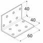 KM2 naelutusnurk – 40x40x60x2,0 mm цена и информация | Kinnitusvahendid | kaup24.ee