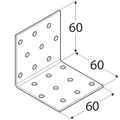 KM4 naelutusnurk – 60x60x60x2,0 mm hind ja info | Kinnitusvahendid | kaup24.ee