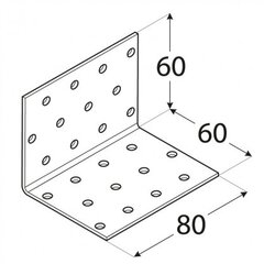 KM5 уголок монтажный – 60x60x80x2,0 mm цена и информация | Инструменты крепления | kaup24.ee