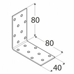 KM7 naelutusnurk – 80x80x40x2,0 mm цена и информация | Инструменты крепления | kaup24.ee