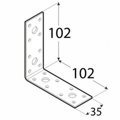 KL6 ehitusnurk – 102x102x35x2,5 mm hind ja info | Kinnitusvahendid | kaup24.ee