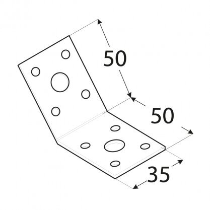 KLR 1 kinnitusnurk – 135° 50x50x35x2,5 mm цена и информация | Kinnitusvahendid | kaup24.ee