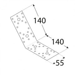 KLR 6 kinnitusnurk – 135° 140x140x55x2,5 mm цена и информация | Инструменты крепления | kaup24.ee