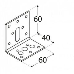 KR 2 – Naelutusnurk 40x60x60x2,5 mm цена и информация | Инструменты крепления | kaup24.ee