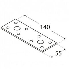 LP2 Naelutusplaat 140x55x2,5 mm hind ja info | Kinnitusvahendid | kaup24.ee