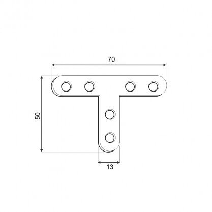 FKT70/50 “T”- tüüp Naelutusplaat 70x50x13x2,0 mm hind ja info | Kinnitusvahendid | kaup24.ee