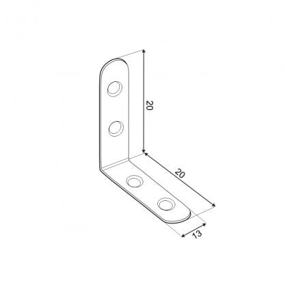 FKW20 Mööblinurk 20x20x13x2,0 mm (pack 4 tk) hind ja info | Kinnitusvahendid | kaup24.ee